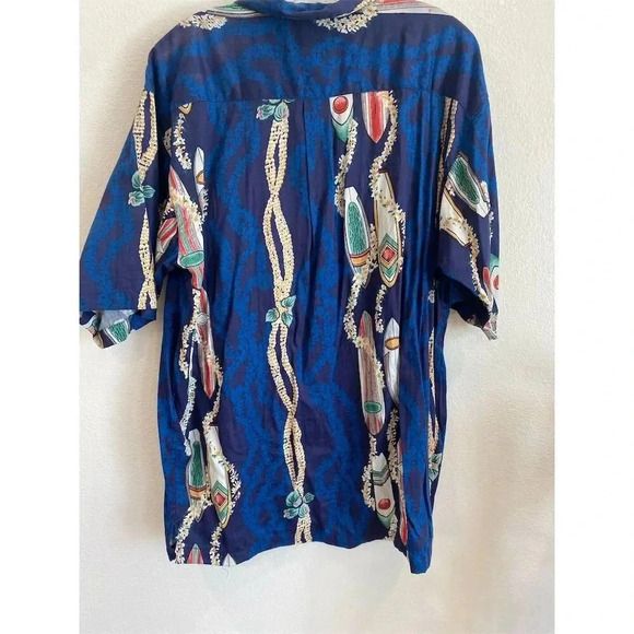 Colo Wear Men's Vintage Hawaiian Shirt L Blue Graphic Print Short Sleeve - Picture 3 of 3